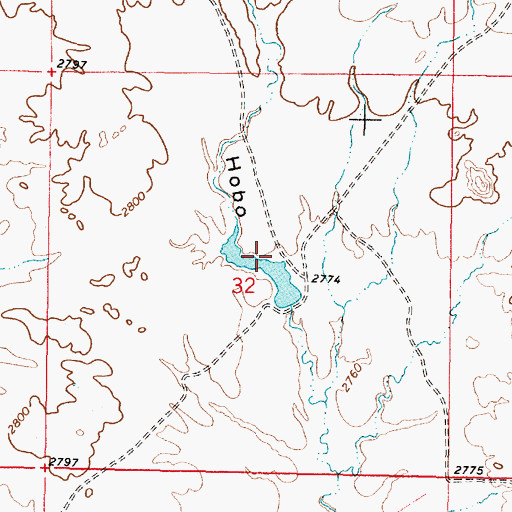 Topographic Map of Hook Number 31 Dam, MT
