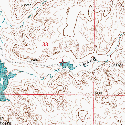 Topographic Map of Hook Number 50 Dam, MT