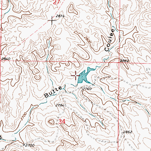 Topographic Map of Hook Number 51 Dam, MT