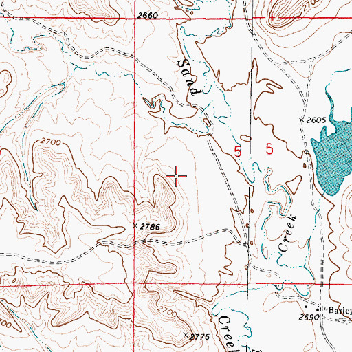 Topographic Map of Barley Reservoir Dam, MT