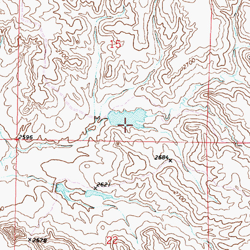 Topographic Map of Hook Number 59 Dam, MT