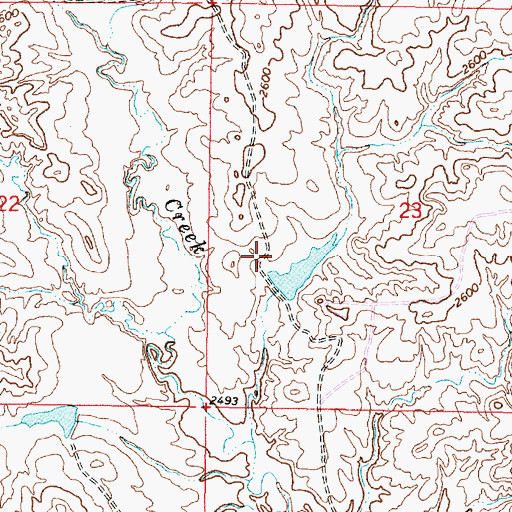 Topographic Map of Hook Number 67 Dam, MT