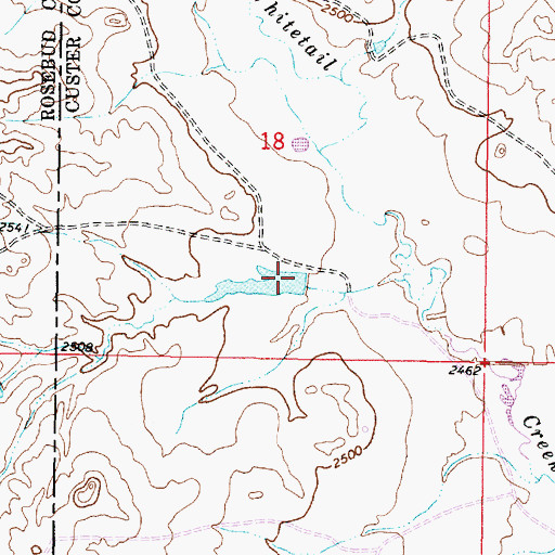 Topographic Map of Hook Number 2 Dam, MT