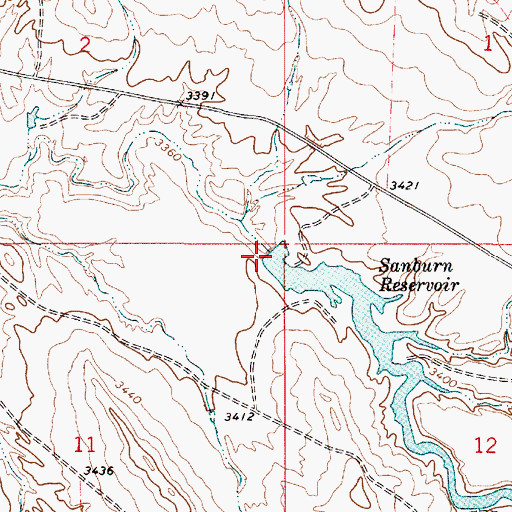 Topographic Map of Sanburn Reservoir Dam, MT