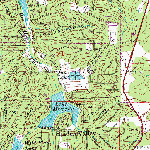 Topographic Map of June Lake, AR