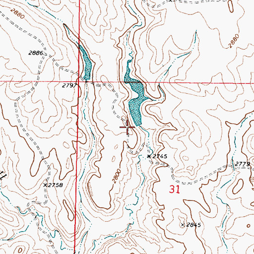 Topographic Map of Hook Number 52 Dam, MT