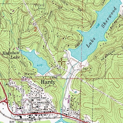 Topographic Map of Lake Sherwood, AR