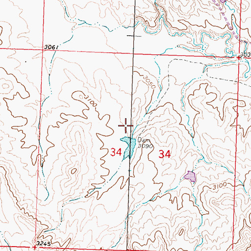 Topographic Map of Christensen L and C Number 2 Dam, MT