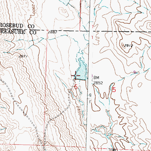 Topographic Map of Bassett Dam, MT