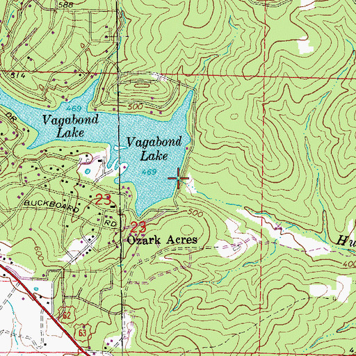 Topographic Map of Vagabond Lake Dam, AR