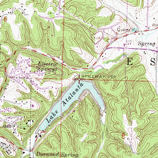 Topographic Map of Lake Atalanta Dam, AR