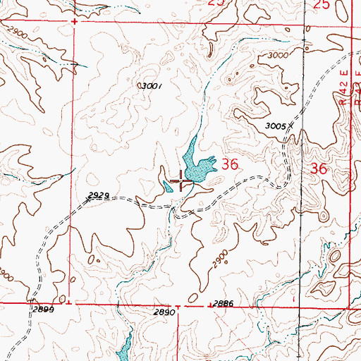 Topographic Map of Hook Number 39 Dam, MT