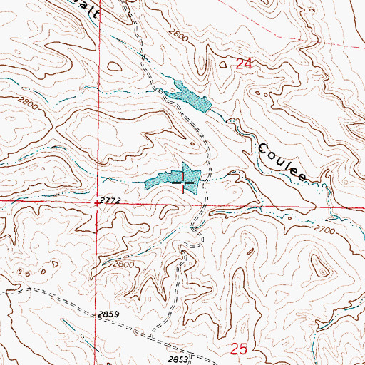 Topographic Map of Hook Number 46 Dam, MT