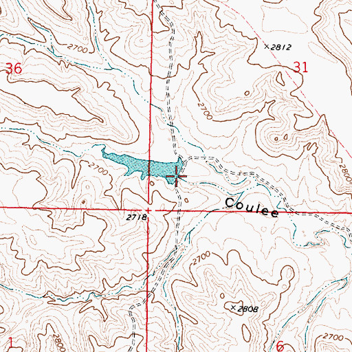 Topographic Map of Hook Number 49 Dam, MT