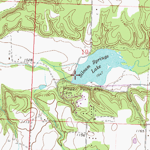 Topographic Map of Siloam Springs Lake Dam, AR