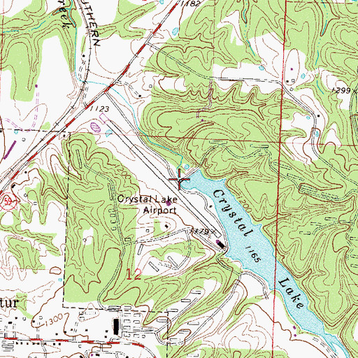 Topographic Map of Crystal Lake Dam, AR