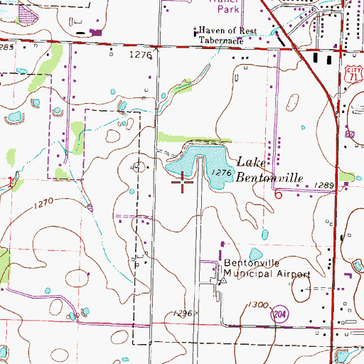 Topographic Map of Lake Bentonville Dam, AR