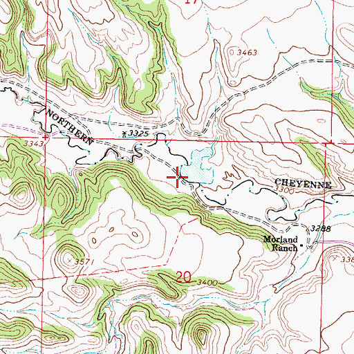 Topographic Map of Cheyenne Number 4 Dam, MT