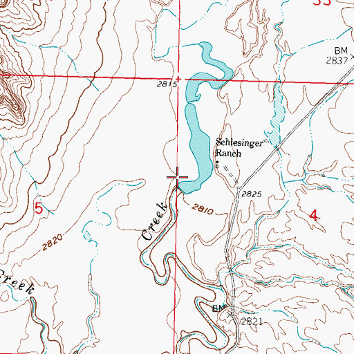 Topographic Map of Schlesinger Number 5 Dam, MT