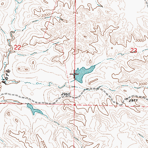 Topographic Map of Hook Number 24 Dam, MT