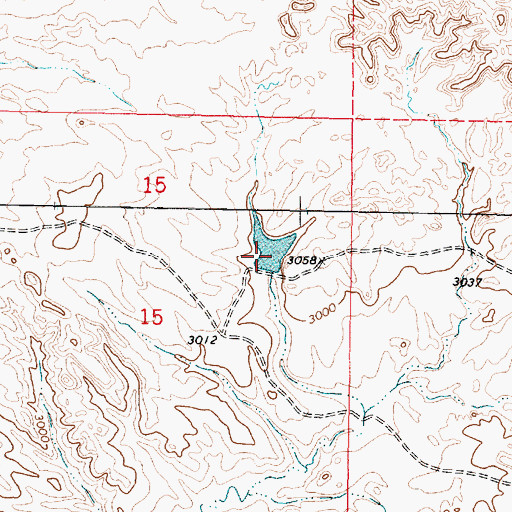 Topographic Map of Hook Number 20 Dam, MT