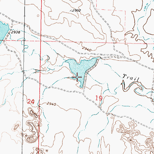 Topographic Map of Hook Number 10 Dam, MT