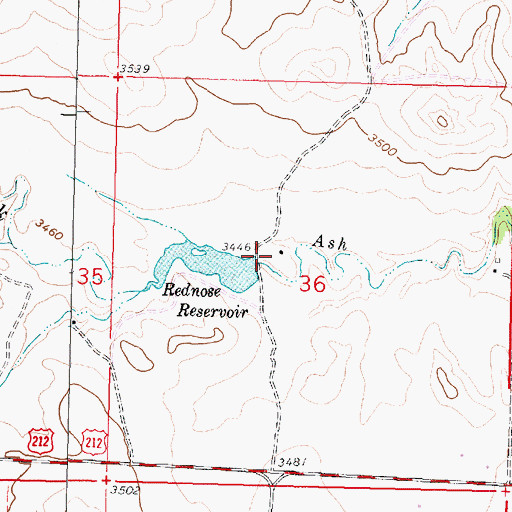 Topographic Map of Rednose Dam, MT