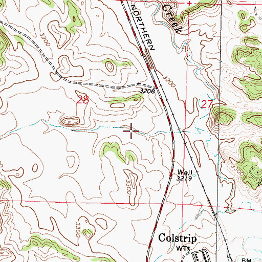 Topographic Map of Castle Rock Reservoir Dam, MT