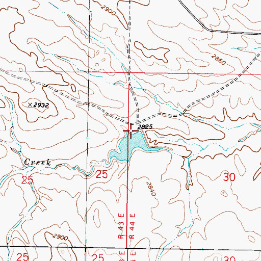 Topographic Map of Hook Number 37 Dam, MT