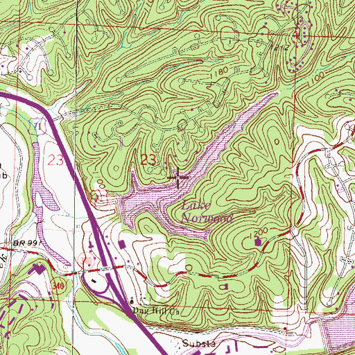 Topographic Map of Lake Norwood, AR