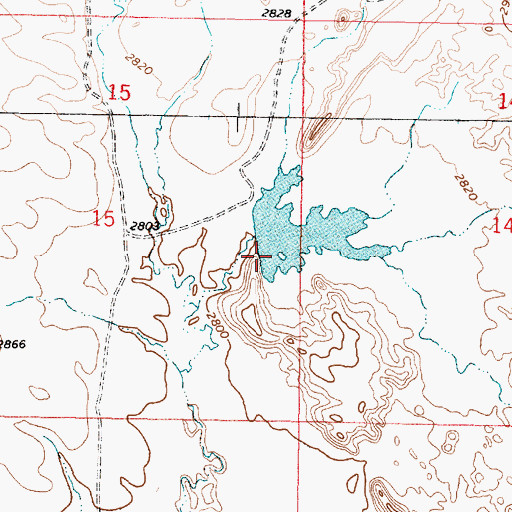 Topographic Map of Hook Number 23 Dam, MT