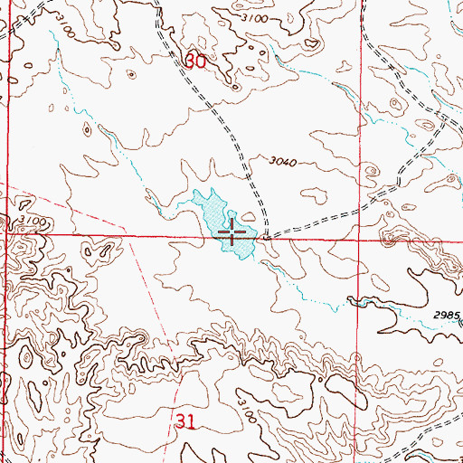 Topographic Map of Hook Number 29 Dam, MT