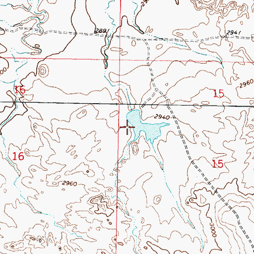 Topographic Map of Hook Number 22 Dam, MT