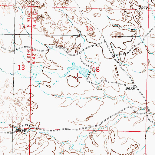 Topographic Map of Hook Number 21 Dam, MT