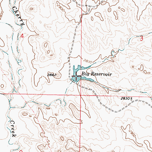 Topographic Map of Big Reservoir Dam, MT
