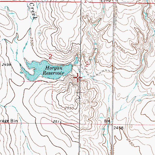 Topographic Map of Horgan Reservoir Dam, MT