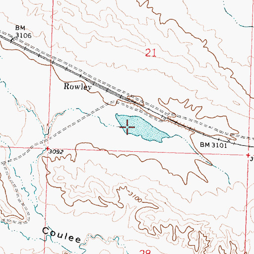 Topographic Map of Rowley C B and O Number 1 Dam, MT
