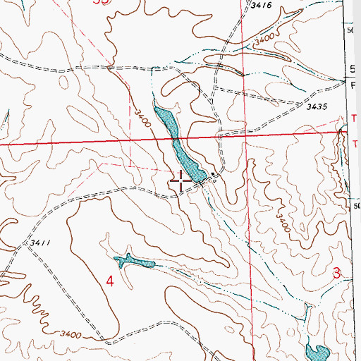 Topographic Map of Crow Number 27 Dam, MT