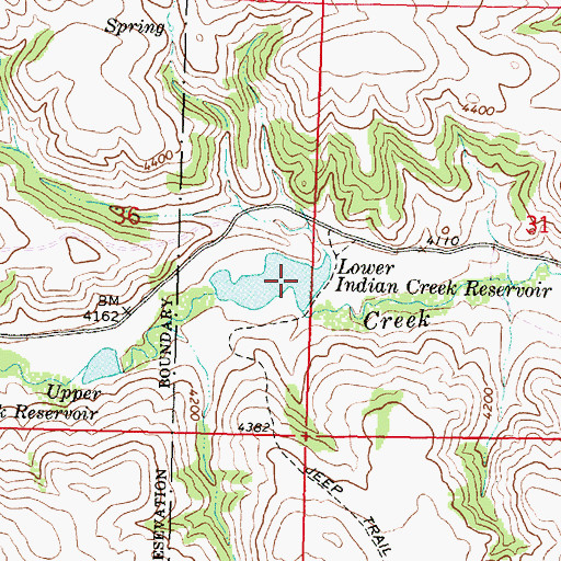 Topographic Map of Lower Indian Creek Reservoir Dam, MT