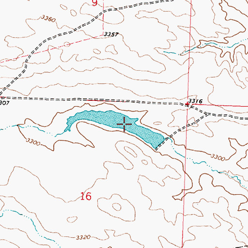 Topographic Map of Crow Number 16 Dam, MT
