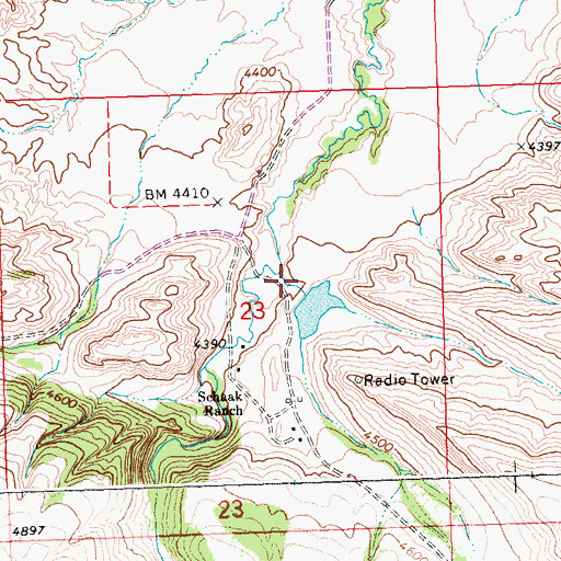 Topographic Map of Pryor Land Number 1 Dam, MT