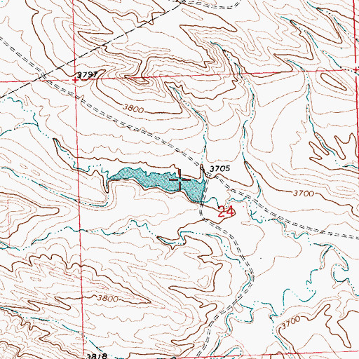 Topographic Map of Crow Number 84 Dam, MT