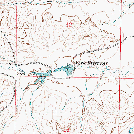 Topographic Map of York Reservoir Dam, MT