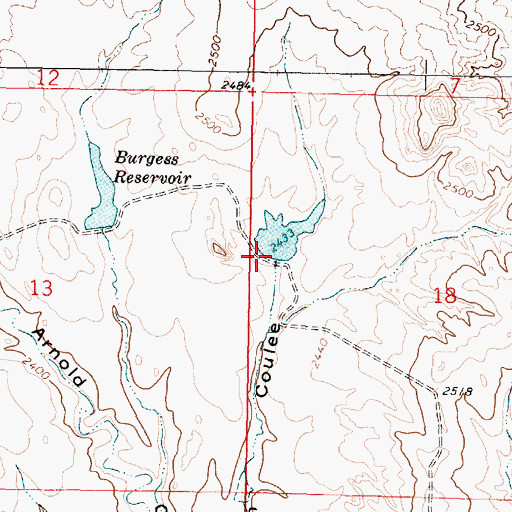 Topographic Map of Breezy Basin Dam, MT