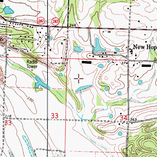 Topographic Map of Lake Irvin, AR