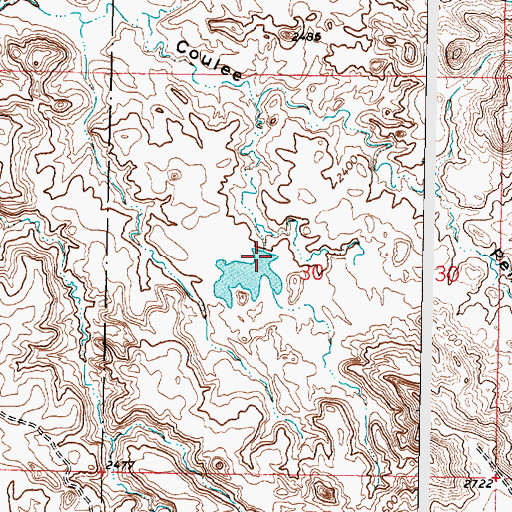 Topographic Map of Gamas Reservoir Dam, MT