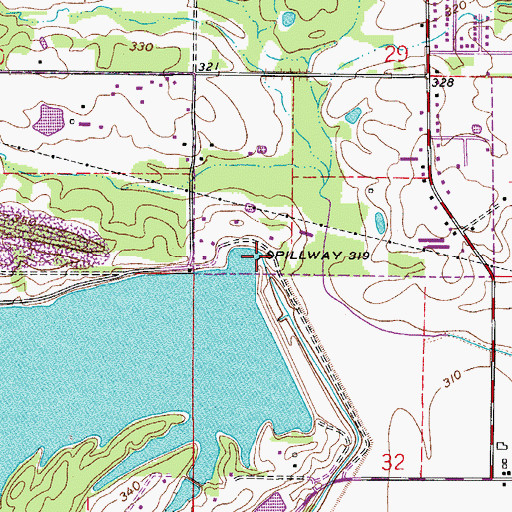 Topographic Map of Lake Atkins Dam, AR