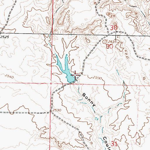 Topographic Map of Sonny Number 1 Dam, MT