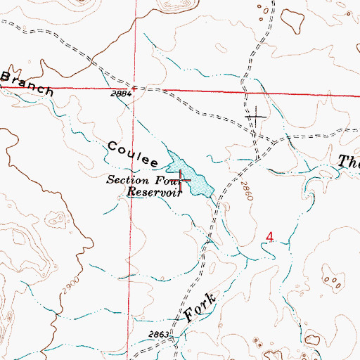 Topographic Map of Section Four Dam, MT