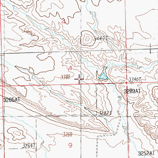 Topographic Map of J Schultz Number 1 Dam, MT